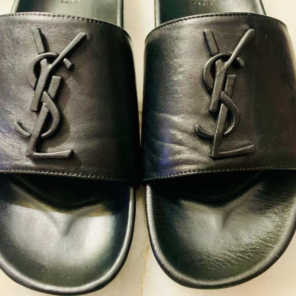YVES SAINT LAURENT JOAN SLIDES | YSL MONOGRAM SLIDES | NEW - Picture 3 of 6